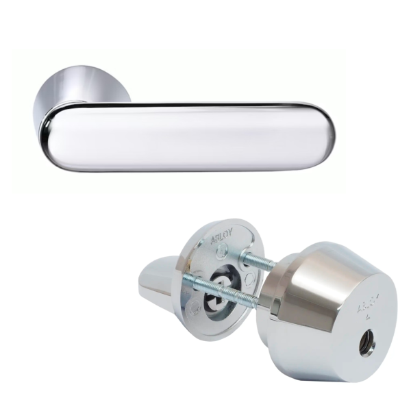Комплект Abloy (Аблой): Ручка нажимная DOMUS12 Ms/Cr с цилиндром CY001T, Cr