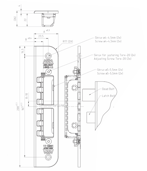 Ответная планка замка ASSA ABLOY 8765