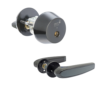 Комплект Abloy (Аблой): Ручка нажимная 8/007 DUETTO Ms/MUS с цилиндром CY001T, Mus