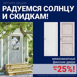 Финские межкомнатные двери со скидкой до 25%