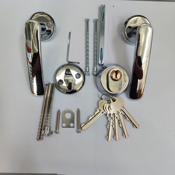 Комплект фурнитуры в хроме для замка ABLOY LC102 (ручка UL27, цилиндр, скобянка)