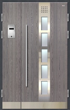 Дверь металлическая для подъезда Nord Женева со стеклопакетом под 5 стёкол