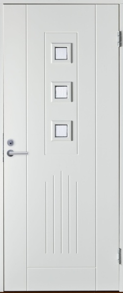 BASIC B0060 со стеклом, Белая NCS S 0502-Y,  9*21, ПРАВАЯ , замок LC102