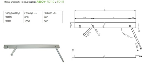 ABLOY FD111 Механический координатор для двустворчатых дверей