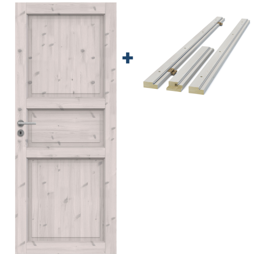 Комплект сосновой двери SWEDOOR Tradition 51, белый лак: полотно + коробка, M7x21