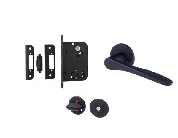 Комплект фурнитуры NFD_2_2014MWC_B для дверей в санузел в черном цвете