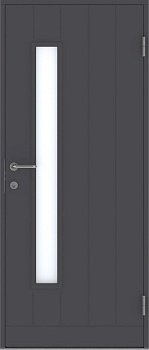 Теплая финская входная дверь SWEDOOR by Jeld-Wen Basic B0034, тёмно-серая,  9*21, ПРАВАЯ, замок LC102