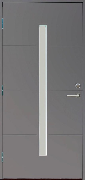 Are (AR10GL) KASKI со стеклом, Серая RR23, 10*21, ЛЕВАЯ, замок ASSA 8765 