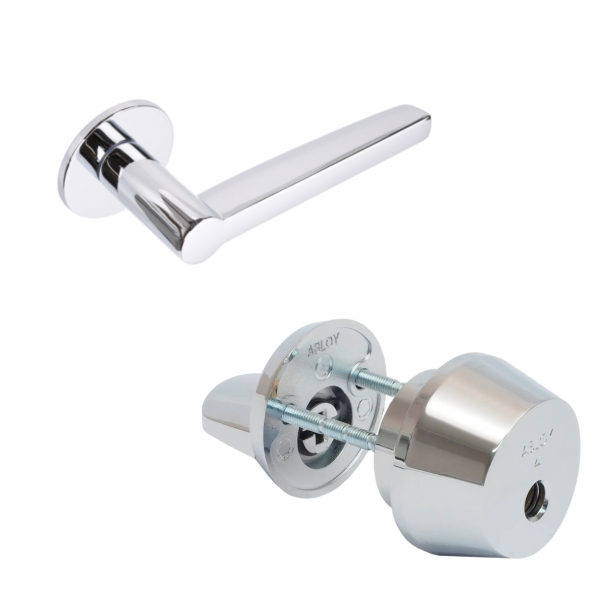 Комплект Abloy (Аблой): Ручка нажимная 3/007 TUNNE Ms/Cr с цилиндром CY001T, Cr