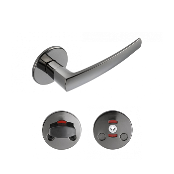 Комплект Abloy (Аблой): Ручка нажимная Polarita 16/001 (40) DCr и сантехническая завертка WC LH001 DCR