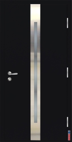 Тёплая входная дверь NORD FIN DOORS NFD15 со стеклопакетом, чёрная, в комплекте с фурнитурой Multihela фотография