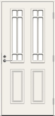 Теплая входная дверь SWEDOOR by Jeld-Wen Classic Debussy Eco, М9*21 правая, стекло Dekor, с LC200, цвет синий NCS S 5020-R90B фотография
