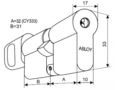Цилиндр ABLOY DIN CY333T ключ-защелка (ключ Protec2)