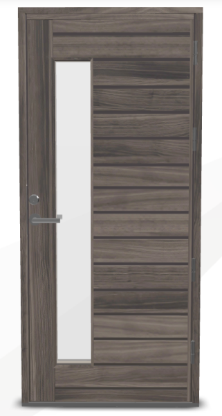 Дверь входная Kaski Puudesign Tyyni, М9x21, левая, замок LC200, цвет - Kaskipuun kuultoharmaa (Tammerfors)