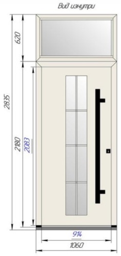 Уличная алюминиевая входная дверь с терморазрывом Werker Termo Plus 960*2700, снаружи RAL 7024, внутри Ral 9010