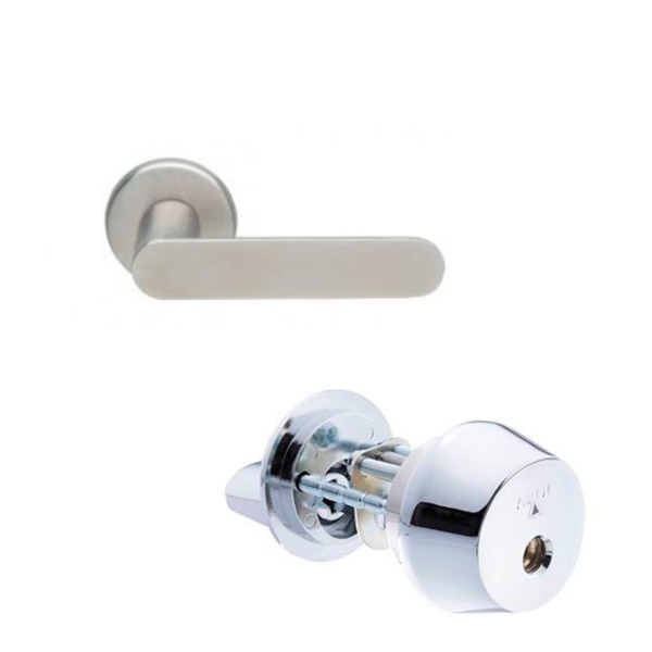 Комплект Abloy (Аблой): Ручка нажимная 21/002 INOXI RT с цилиндром CY001T, NiHa