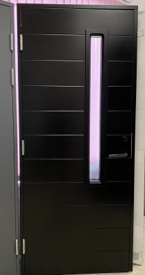 Теплая входная дверь SWEDOOR by Jeld-Wen Function Fundy Eco lc200, чёрная, М9*21, левая фотография