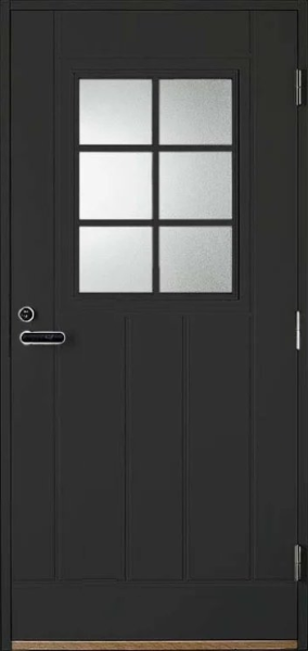 Дверь входная Kaski VO2_6RX, тёмно-серая + VAL565SETC (Ручка и цилиндр в комплекте), 9*21, правое