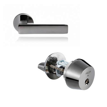 Комплект Abloy (Аблой): Ручка нажимная 4/007 FORUM Ms/DCr с цилиндром CY001U, DCr