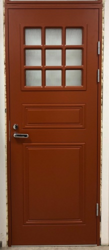 Теплая входная дверь SWEDOOR by Jeld-Wen Classic C1850 W72, красная, М9*23, правая, №21