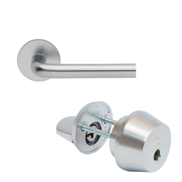 Комплект Abloy (Аблой): Ручка нажимная 3-16S/007 PREST Ms/HCr с цилиндром CY001U, HCr