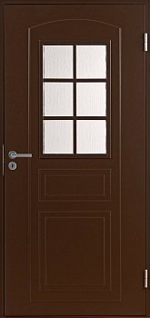 фото теплая входная дверь swedoor by jeld-wen basic b0020, коричневая (цвет rr32)